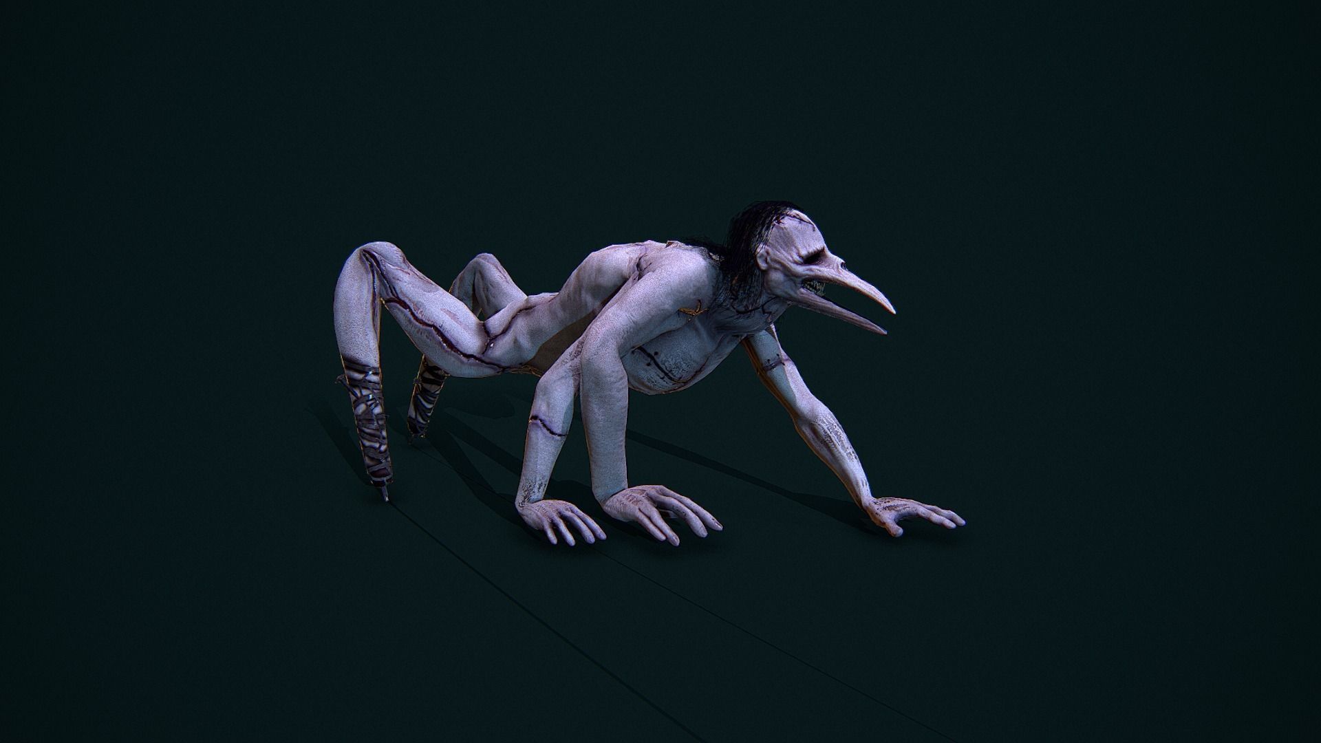 Super Creepy HORROR monster PBR Low-poly 3D model_6