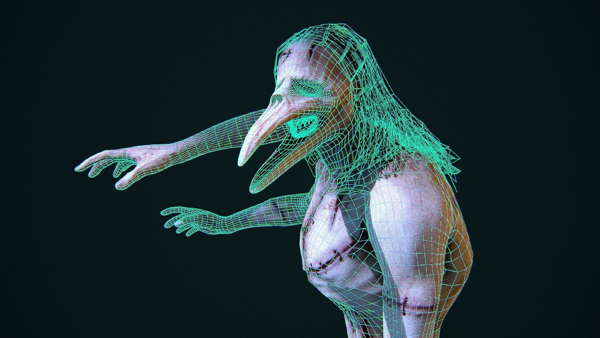 Super Creepy HORROR monster PBR Low-poly 3D model_10