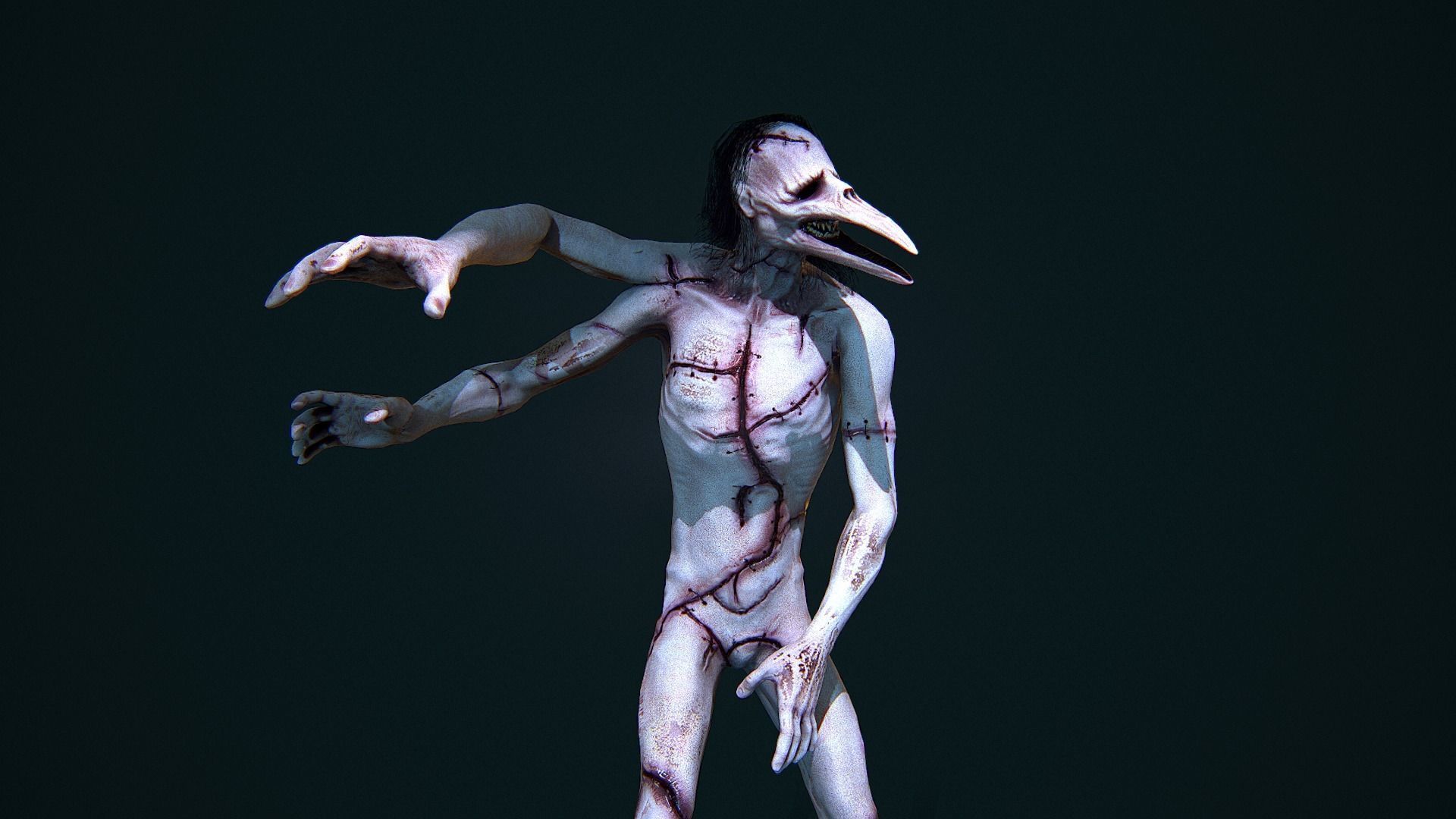 Super Creepy HORROR monster PBR Low-poly 3D model_4