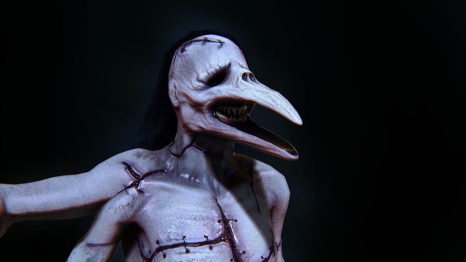 Super Creepy HORROR monster PBR Low-poly 3D model_3