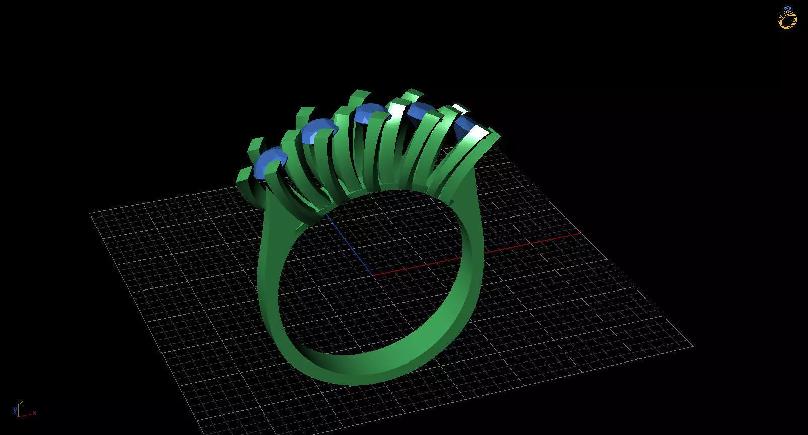 5 stone 3 50 diamond design 3D print model_0