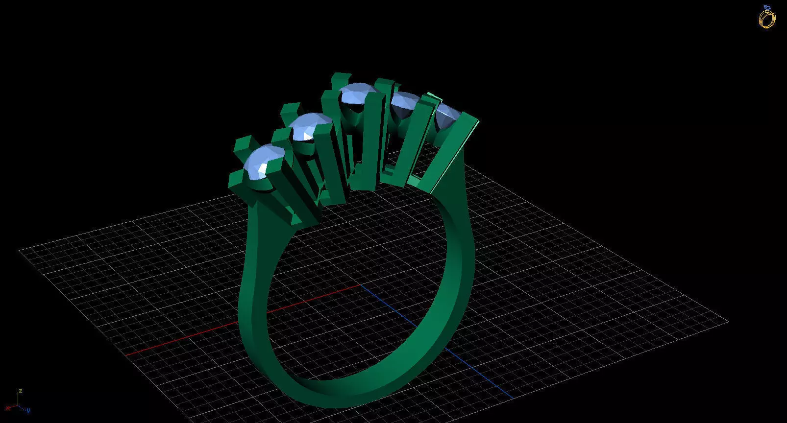 5 stone 3 50 diamond design 3D print model_0