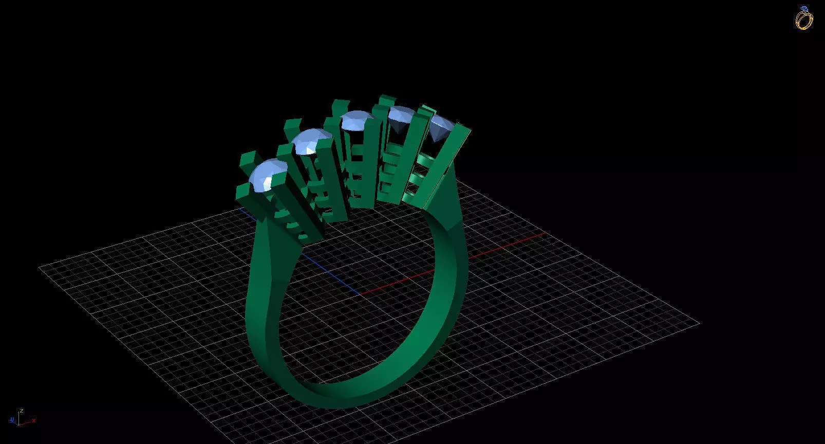 5 stone 3 50 diamond design 3D print model_0