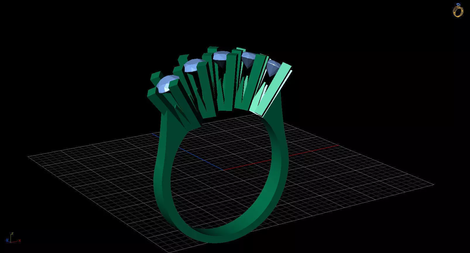 5 stone 3 50 diamond design 3D print model_0