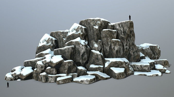 snow rocks Low-poly 3D model