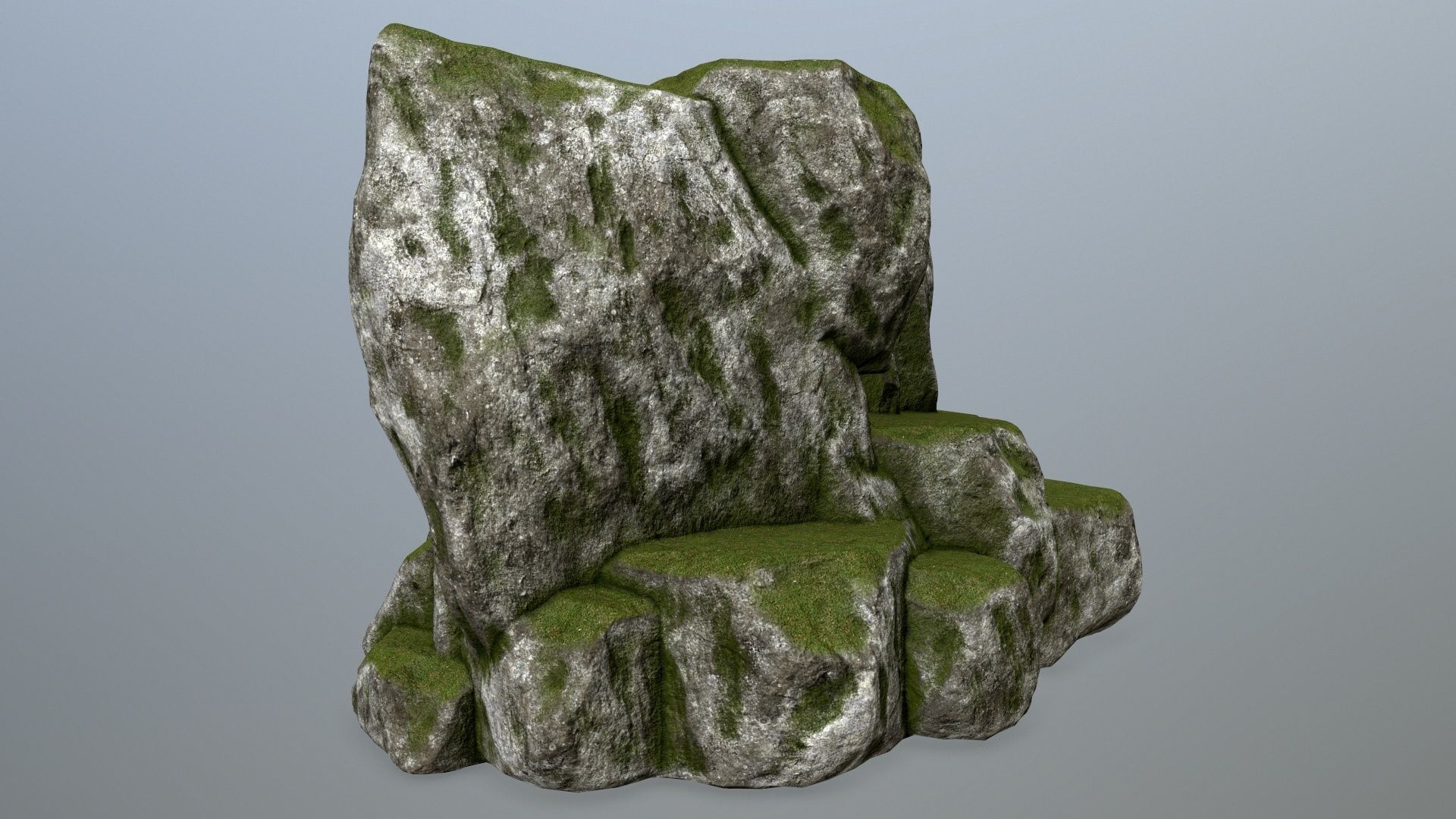 rocks rock with grass Low-poly 3D model_6