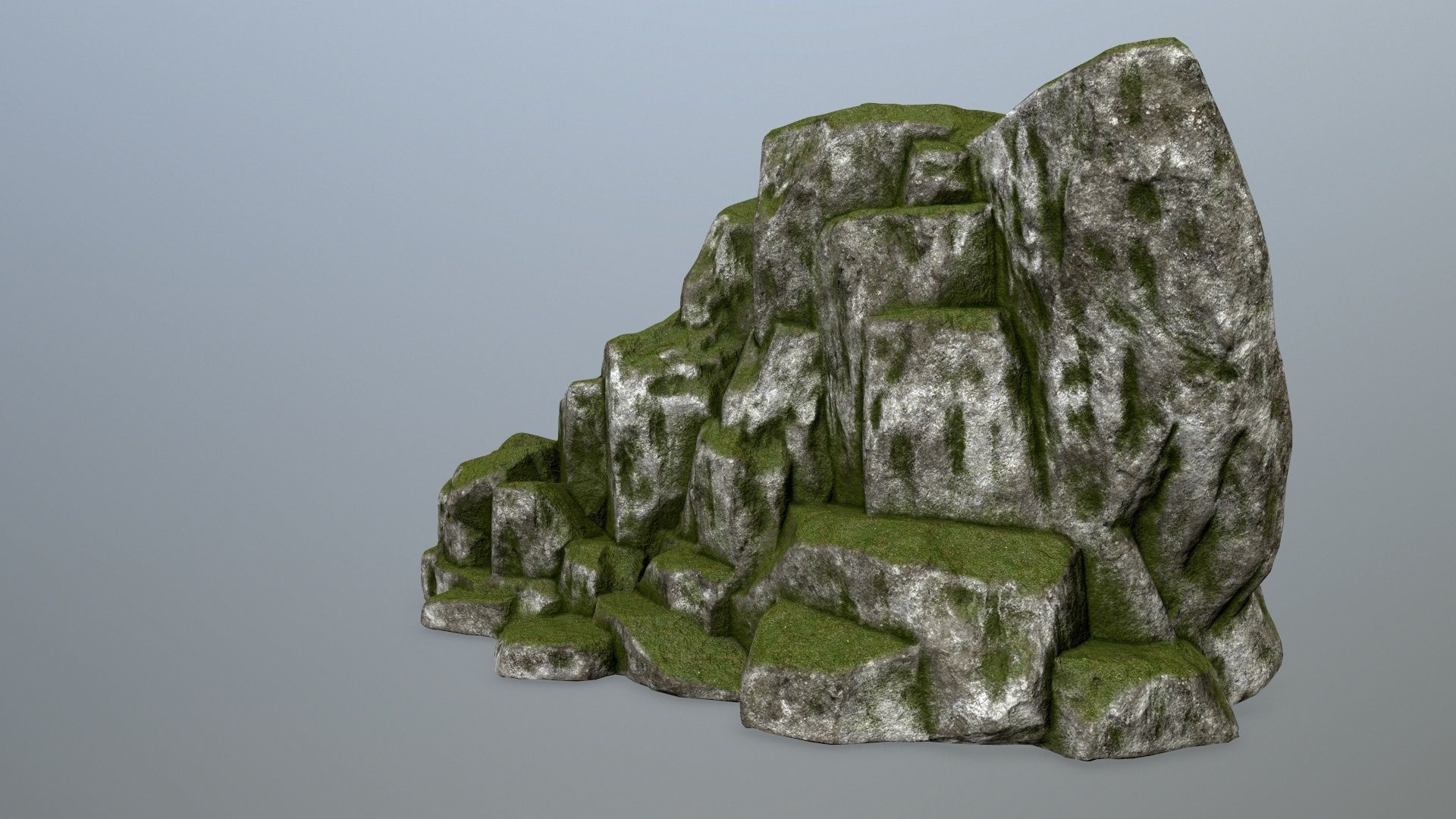 rocks rock with grass Low-poly 3D model_8