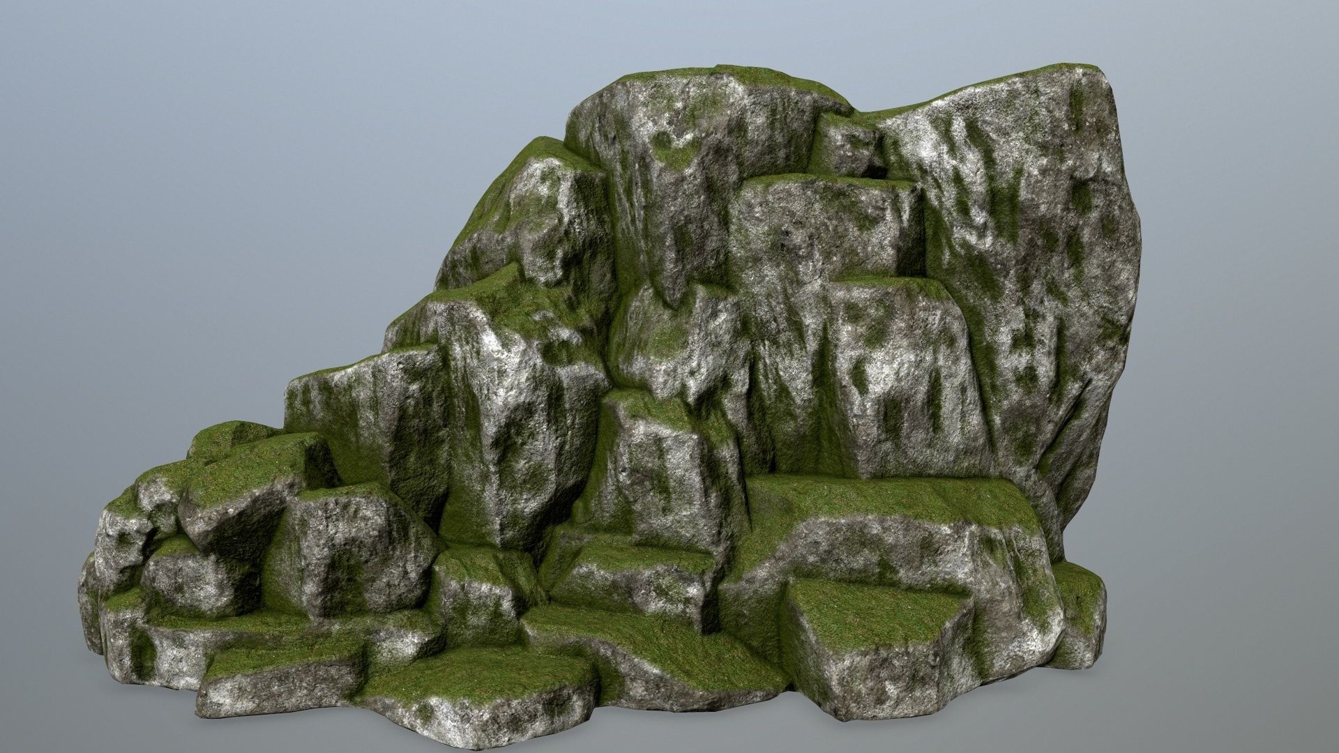 rocks rock with grass Low-poly 3D model_9