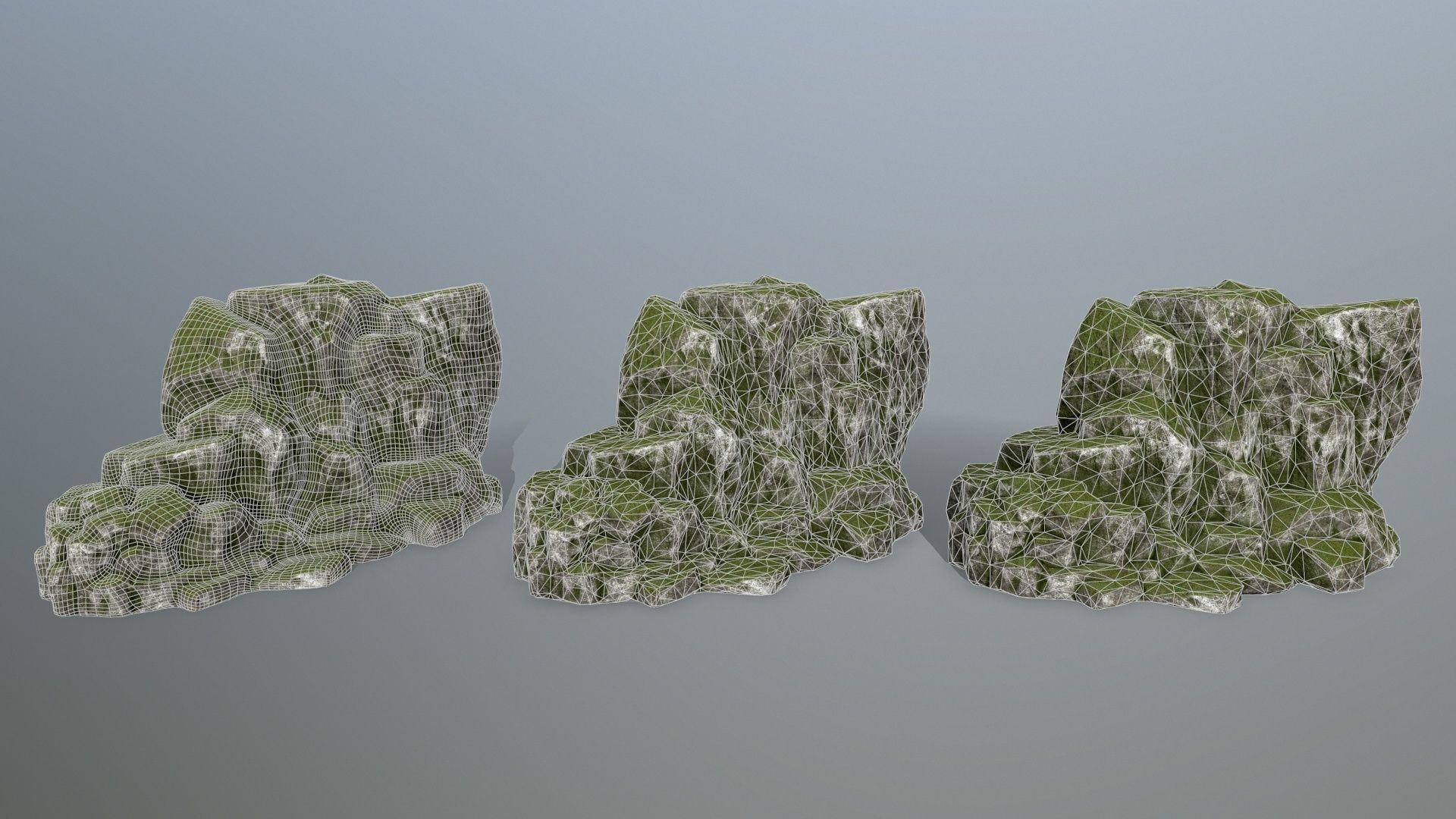 rocks rock with grass Low-poly 3D model_11