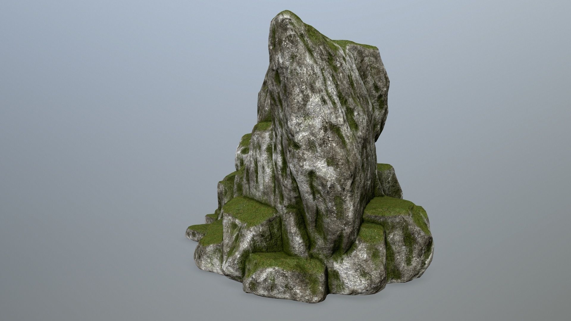 rocks rock with grass Low-poly 3D model_7