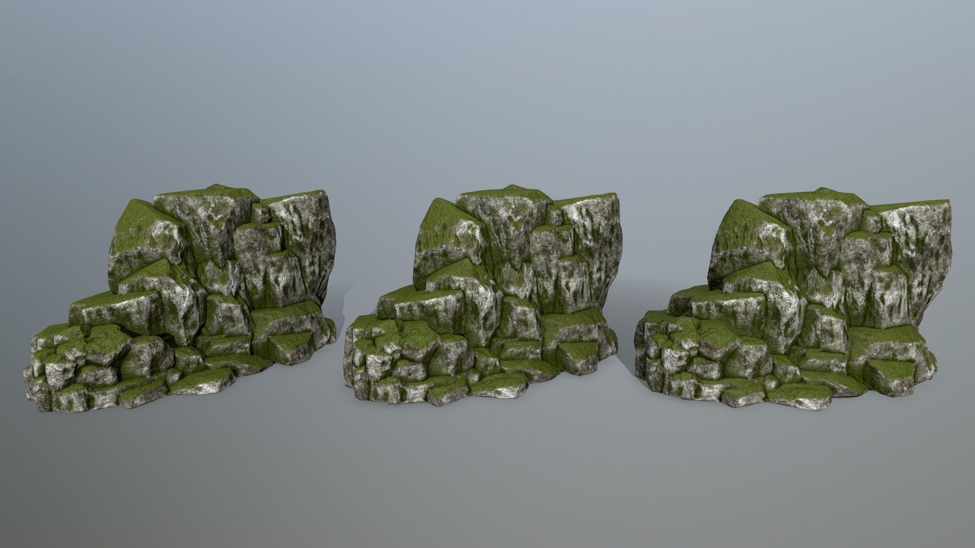 rocks rock with grass Low-poly 3D model_10