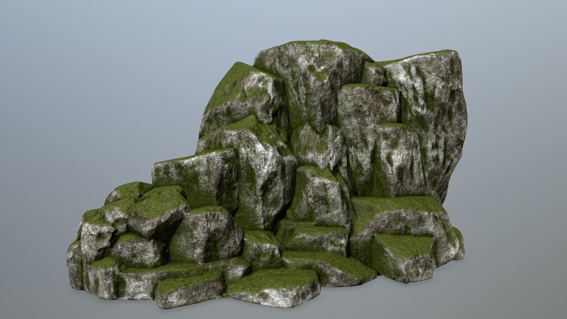 rocks rock with grass Low-poly 3D model_1