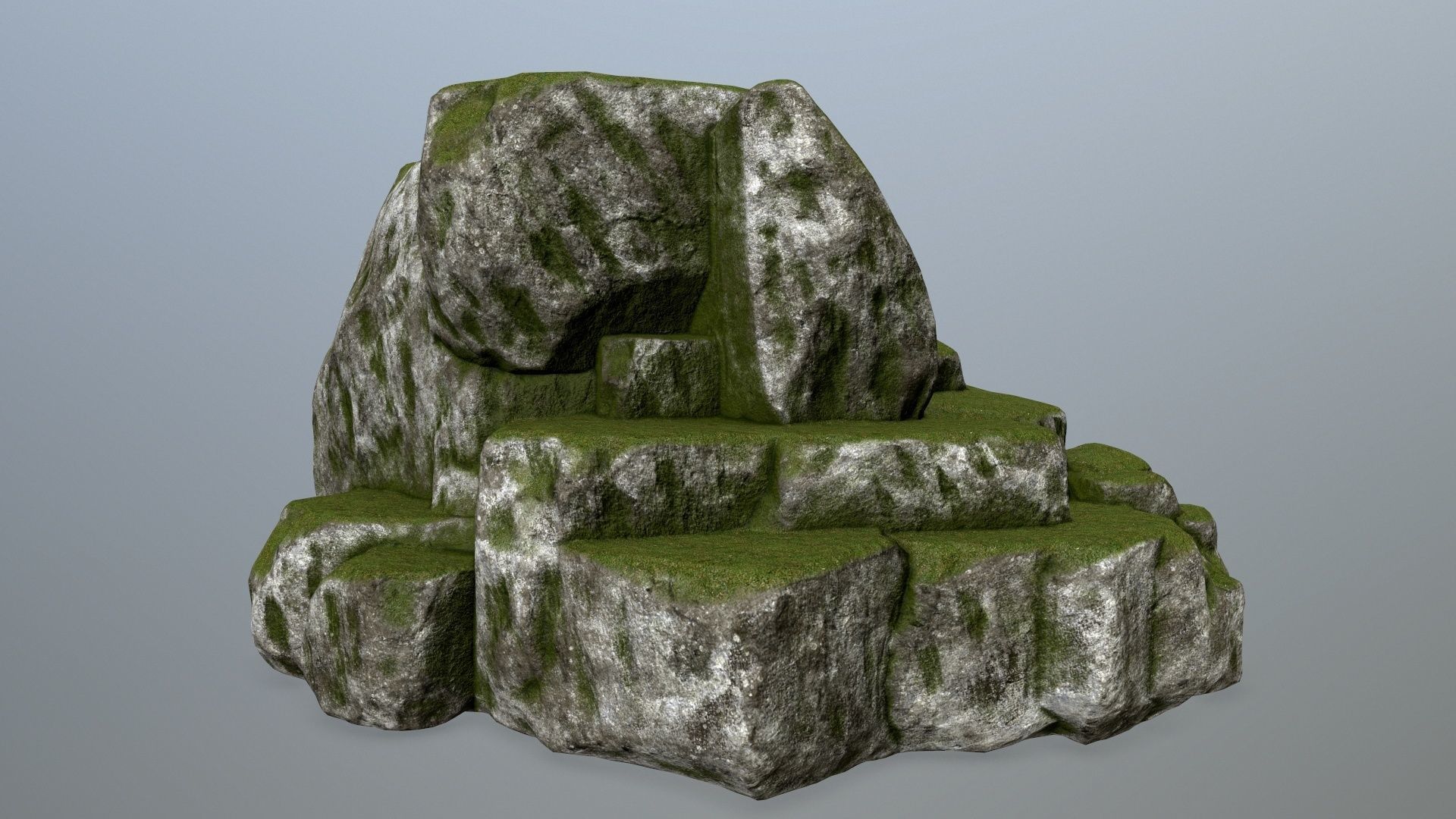 rocks rock with grass Low-poly 3D model_4
