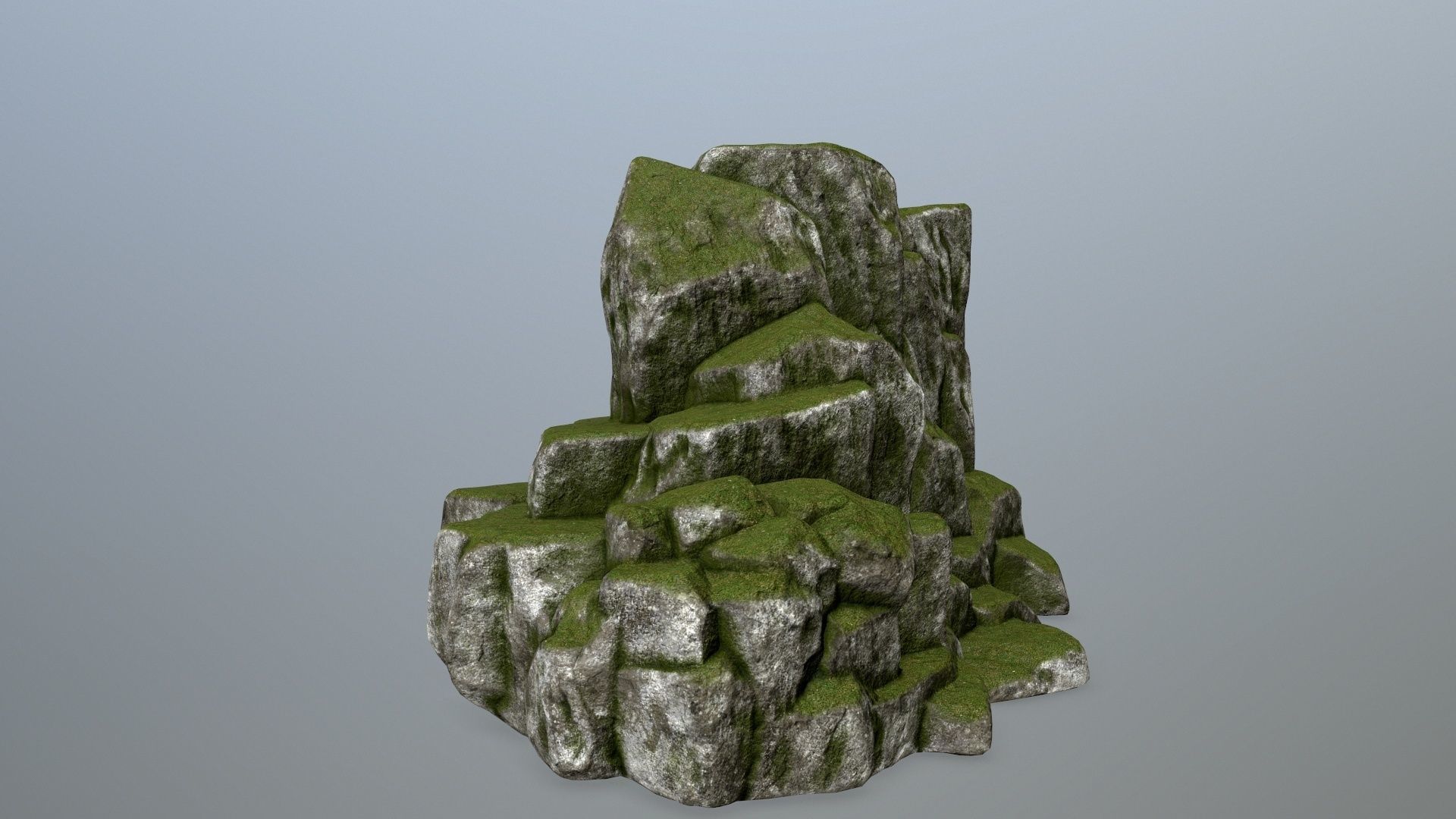 rocks rock with grass Low-poly 3D model_2