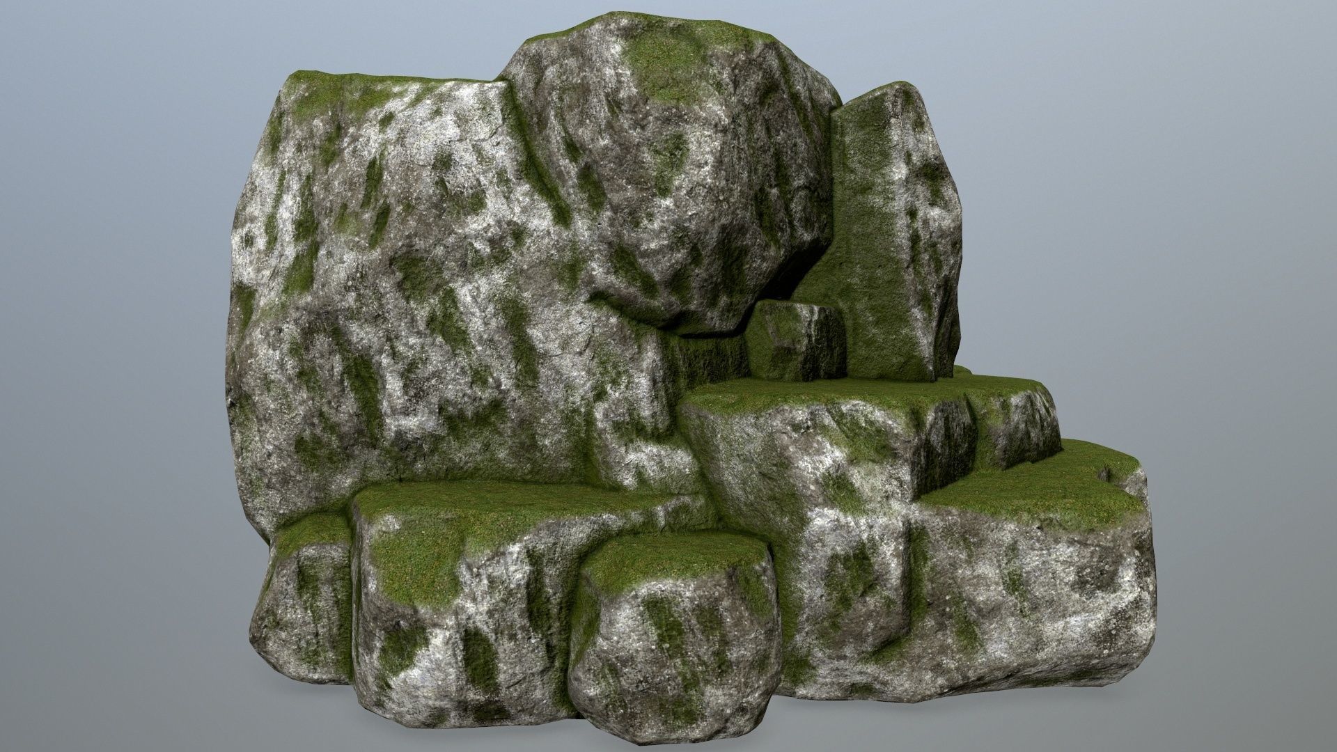 rocks rock with grass Low-poly 3D model_5