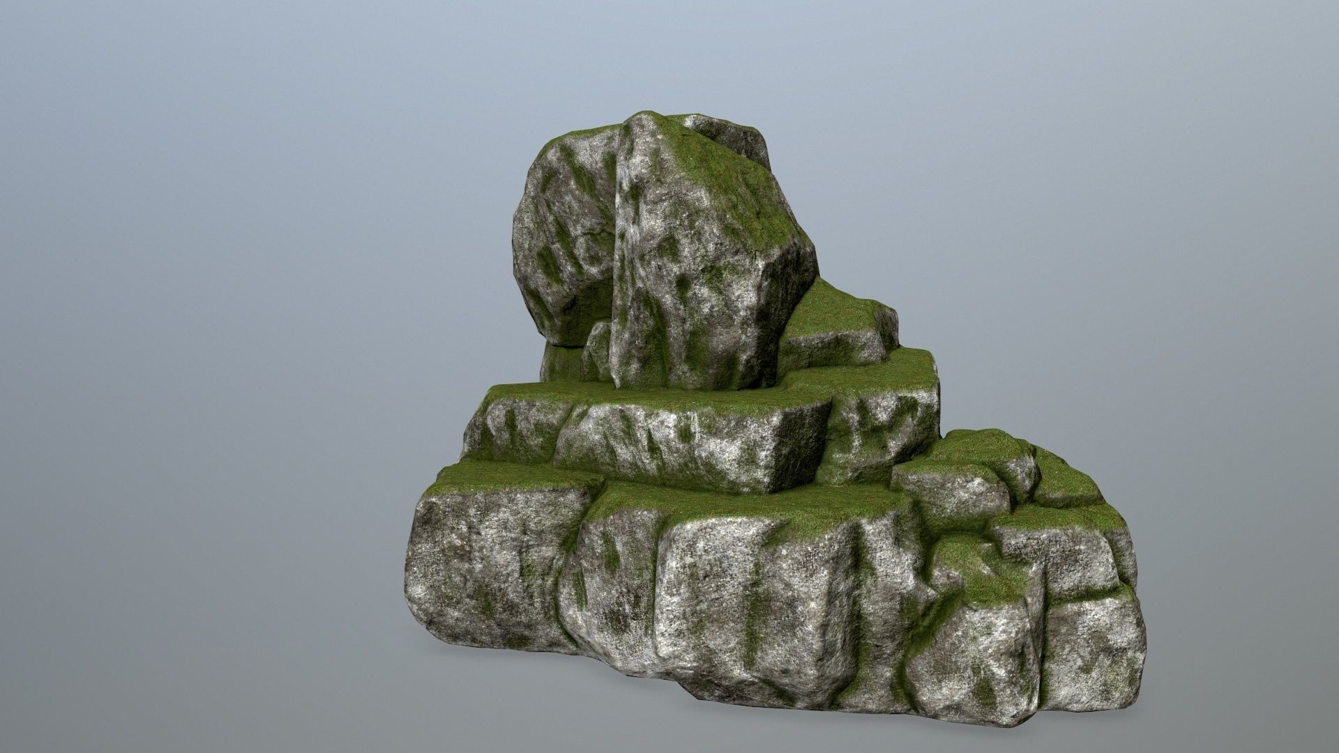 rocks rock with grass Low-poly 3D model_3