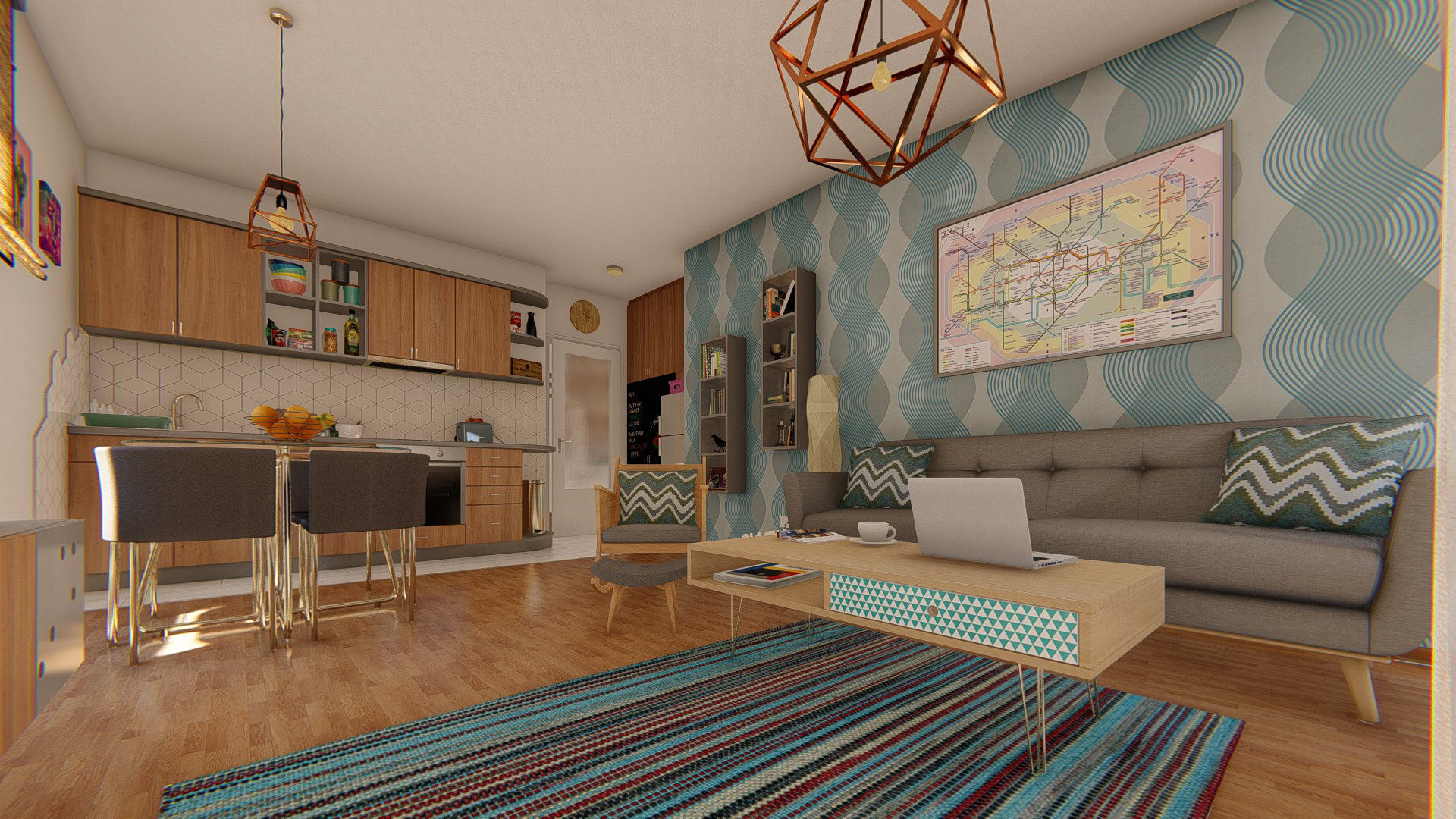 Midcentury coffee table 3D model_5