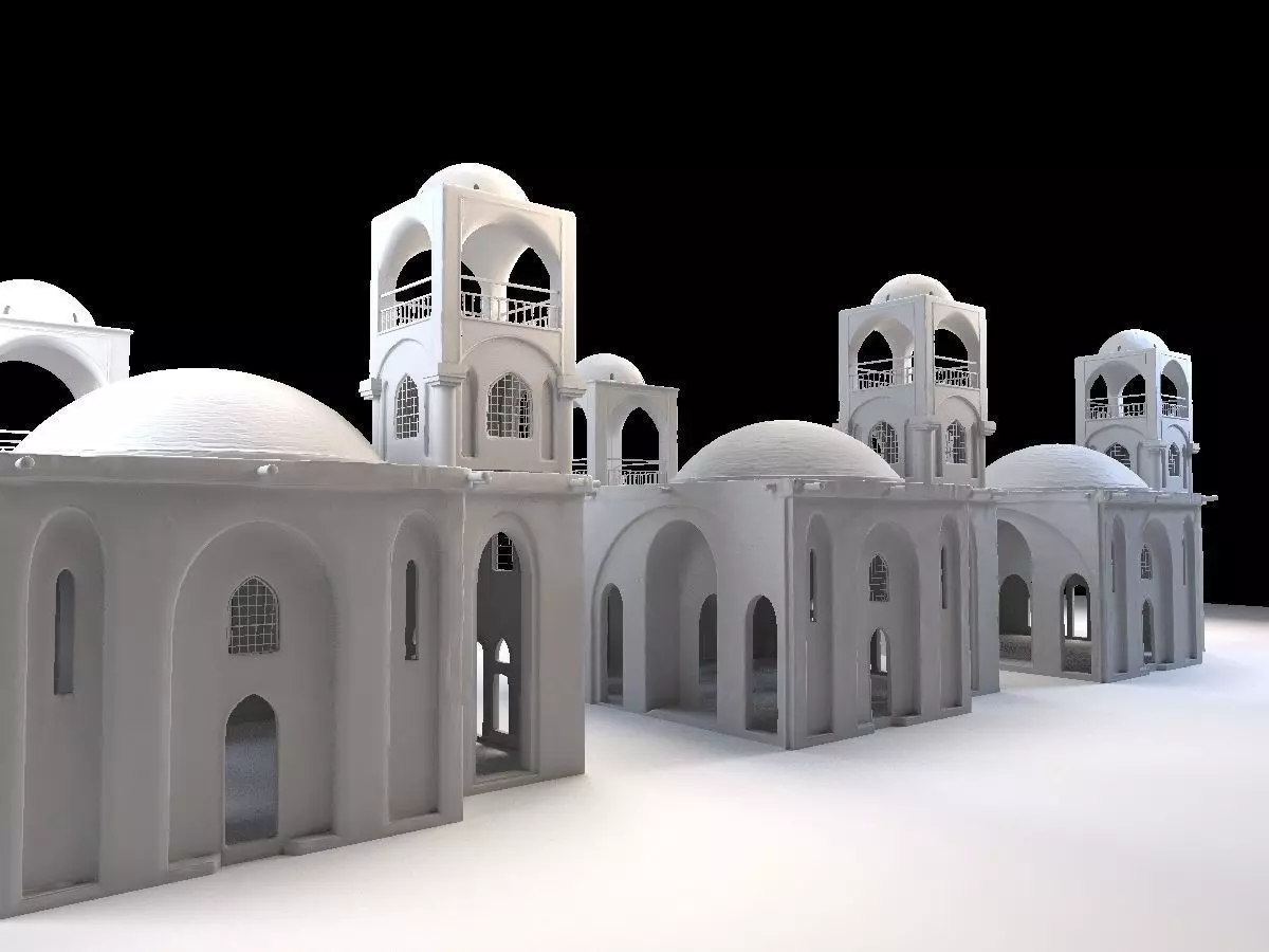 3 Level Eastern Village house model Low-poly 3D model_0