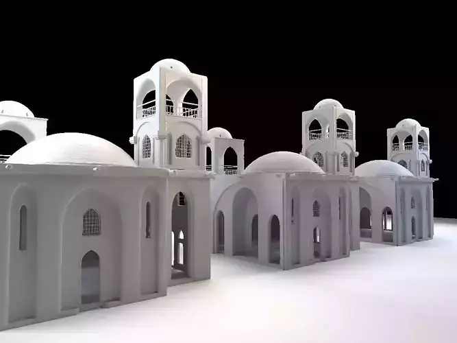 3 Level Eastern Village house model