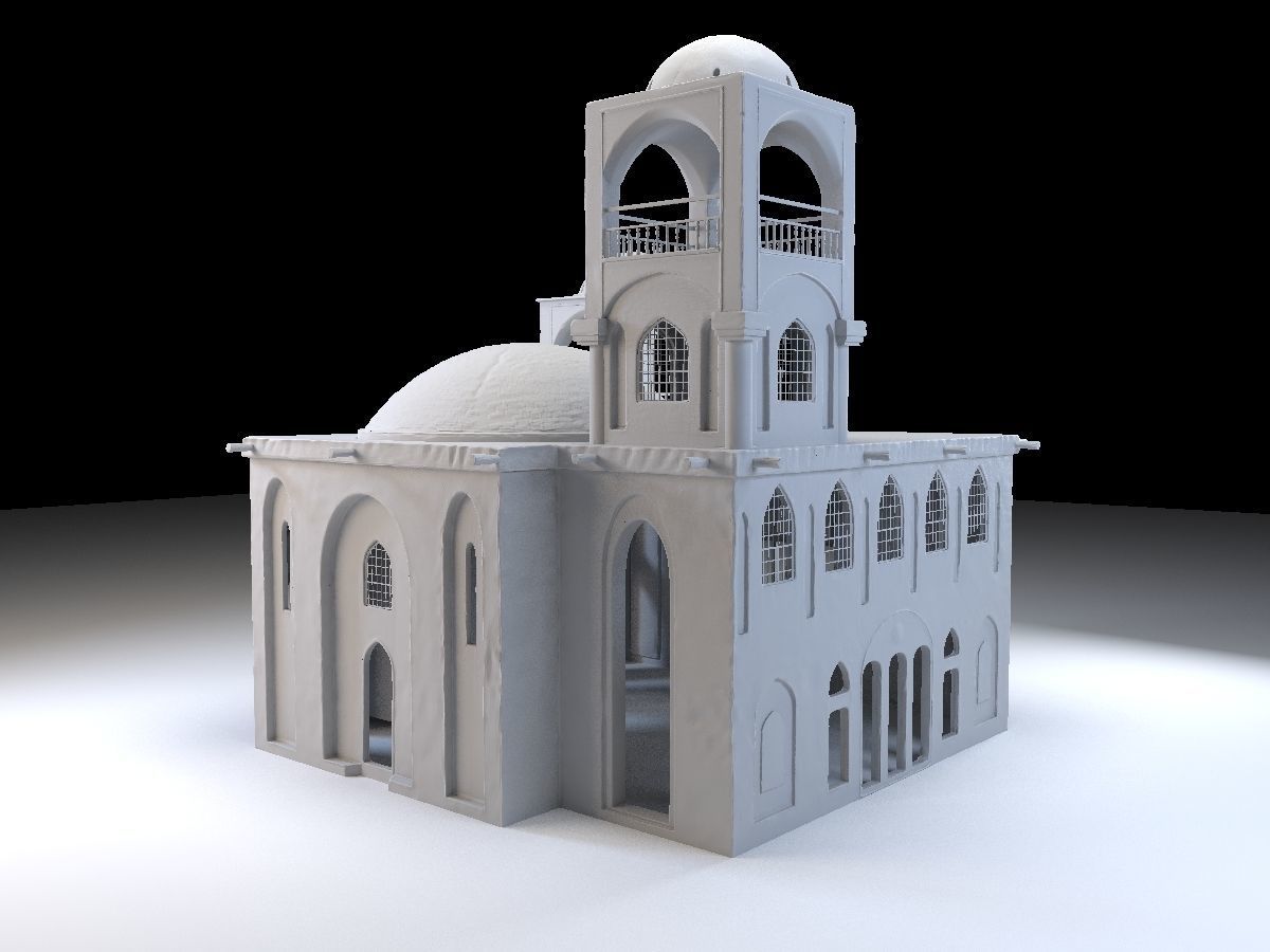 3 Level Eastern Village house model Low-poly 3D model_9