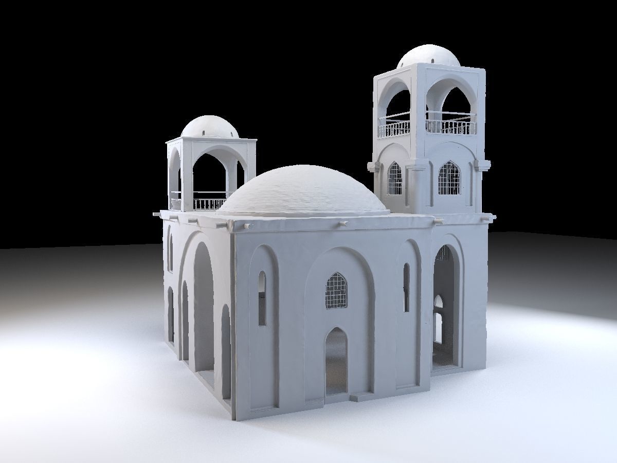 3 Level Eastern Village house model Low-poly 3D model_12