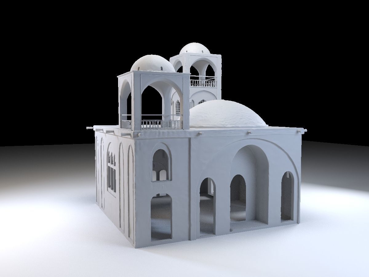 3 Level Eastern Village house model Low-poly 3D model_19