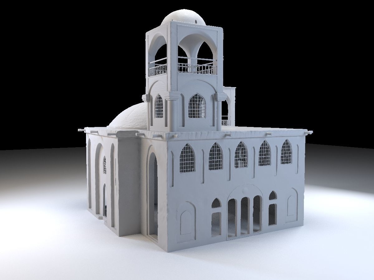 3 Level Eastern Village house model Low-poly 3D model_8