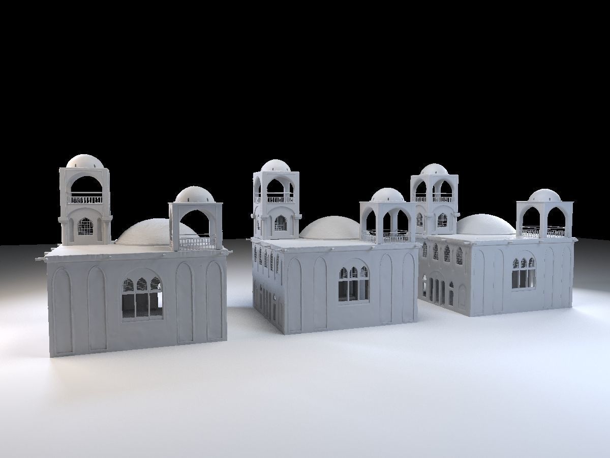 3 Level Eastern Village house model Low-poly 3D model_26