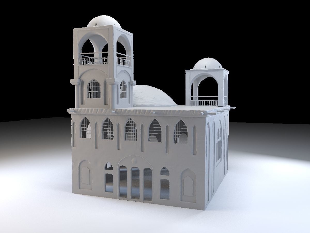 3 Level Eastern Village house model Low-poly 3D model_6