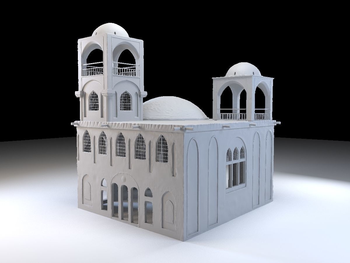 3 Level Eastern Village house model Low-poly 3D model_3