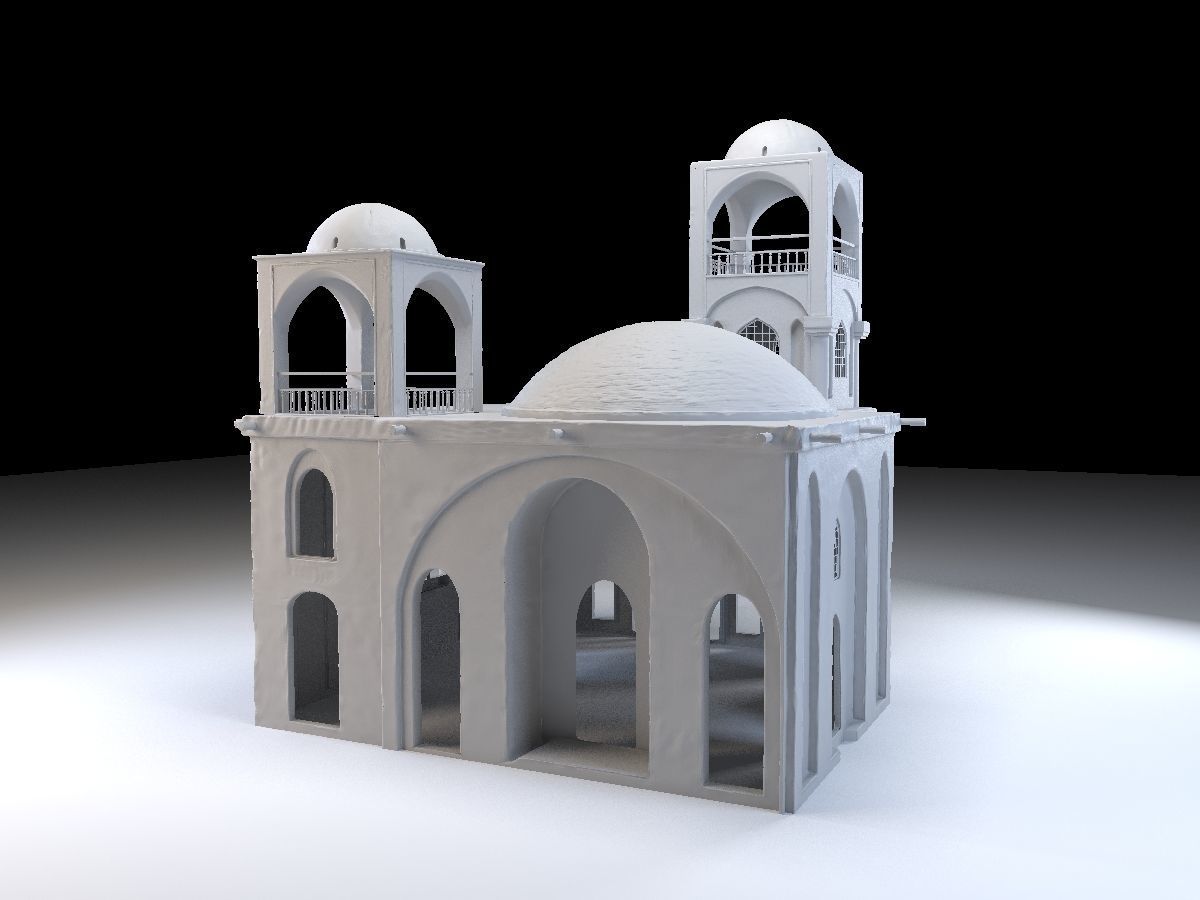 3 Level Eastern Village house model Low-poly 3D model_14