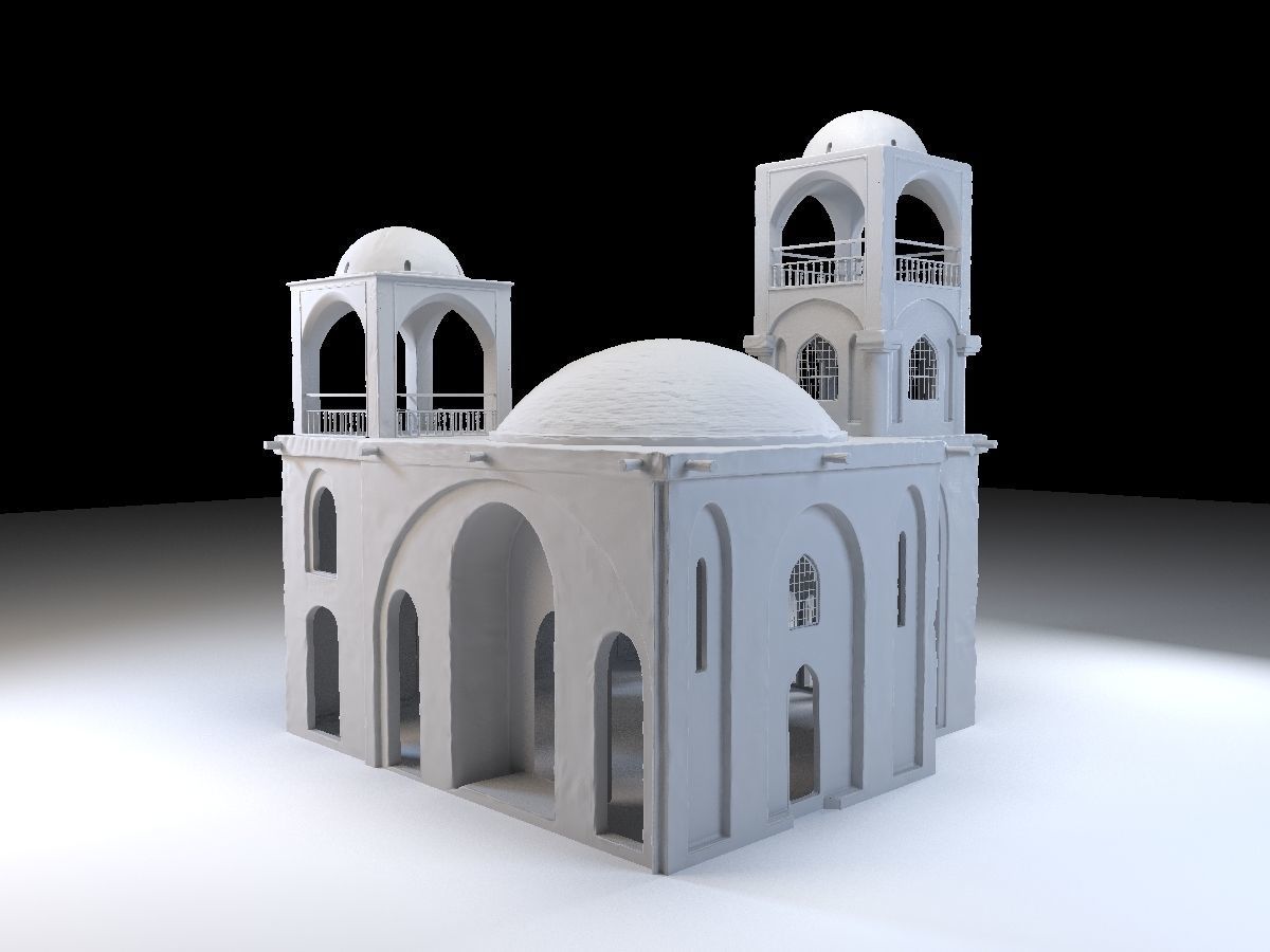 3 Level Eastern Village house model Low-poly 3D model_13