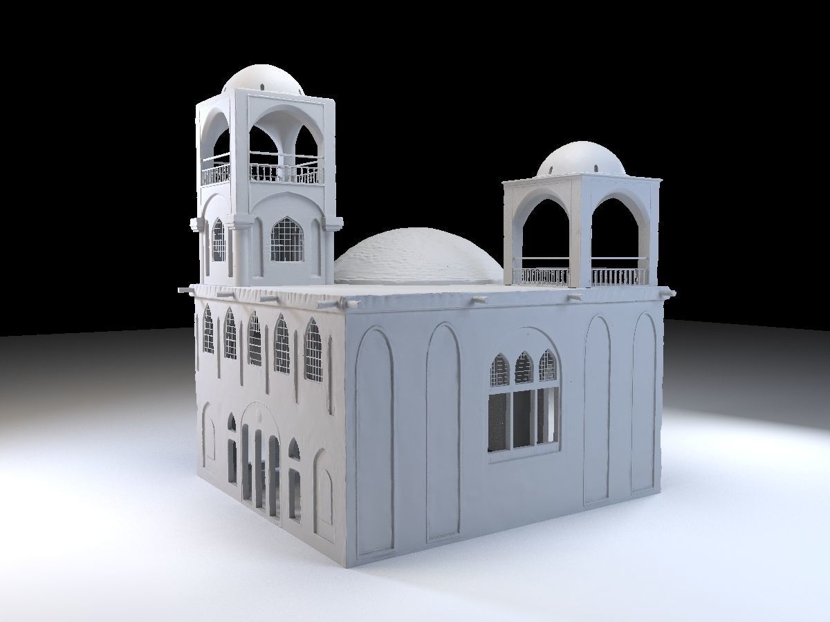 3 Level Eastern Village house model Low-poly 3D model_21