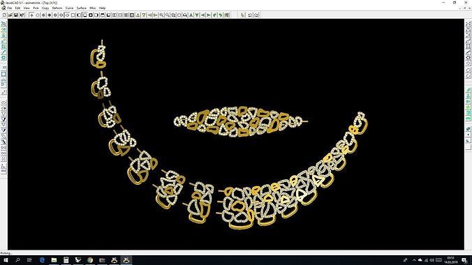 design set gold necklace on computer screen 3D print model