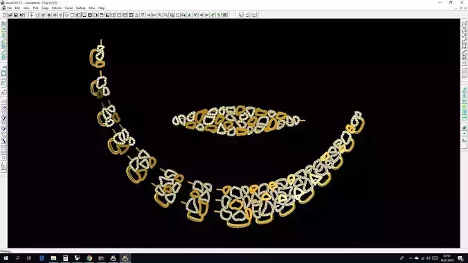 design set gold necklace on computer screen 3D print model