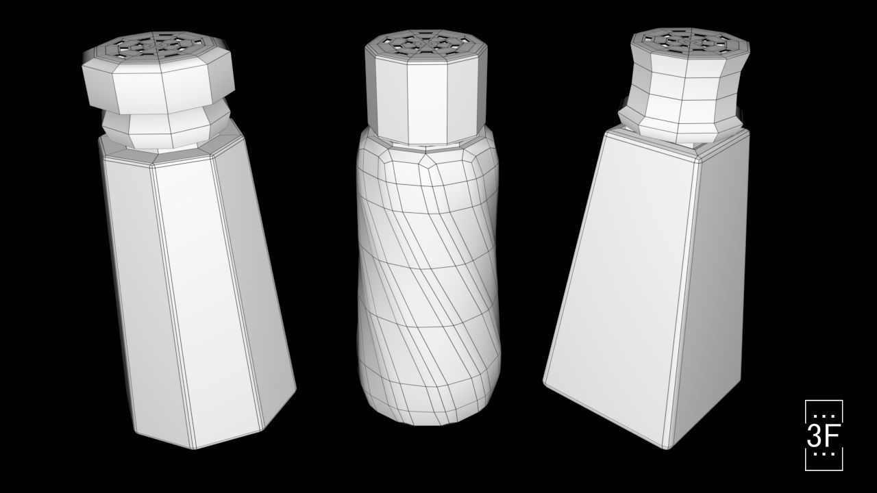 Salt Shakers Set Free low-poly 3D model_3