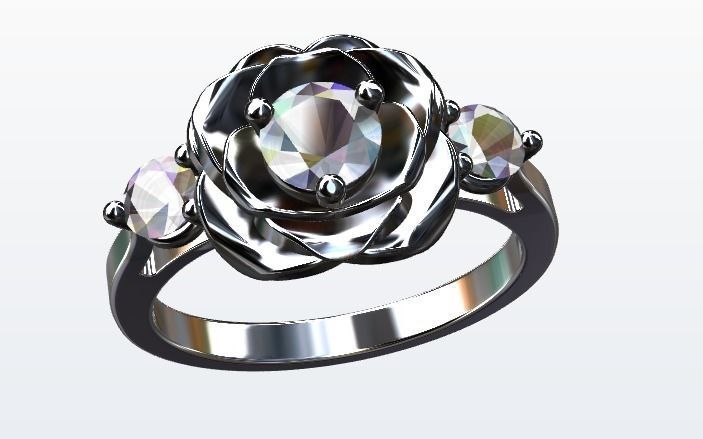 Beautiful Rose Engagement Ring 3D model_3