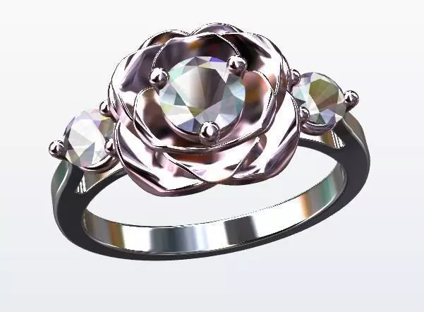 Beautiful Rose Engagement Ring 3D model_0
