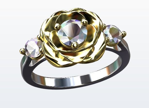 Beautiful Rose Engagement Ring 3D model_2