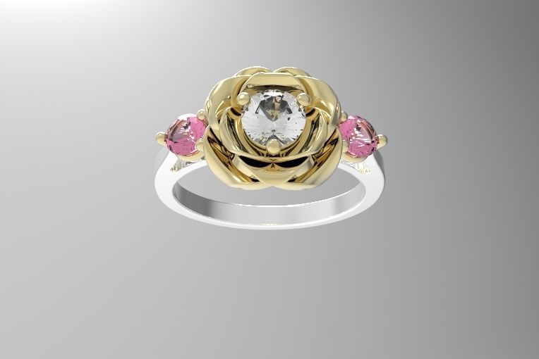 Beautiful Rose Engagement Ring 3D model_5