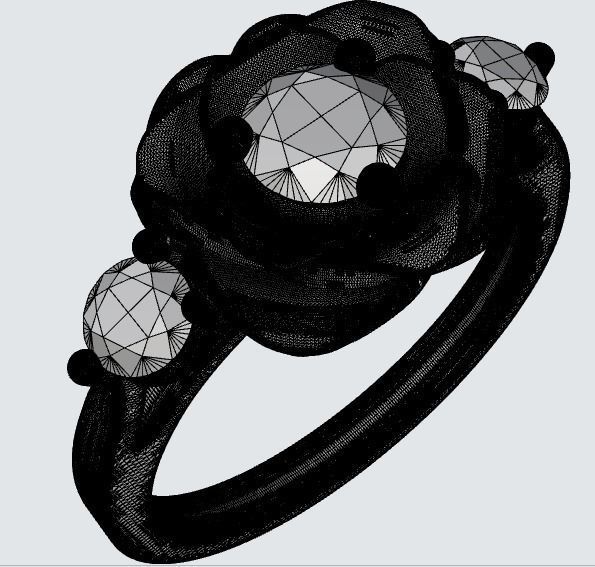 Beautiful Rose Engagement Ring 3D model_4