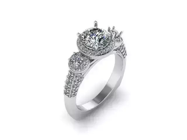 round three halo ring