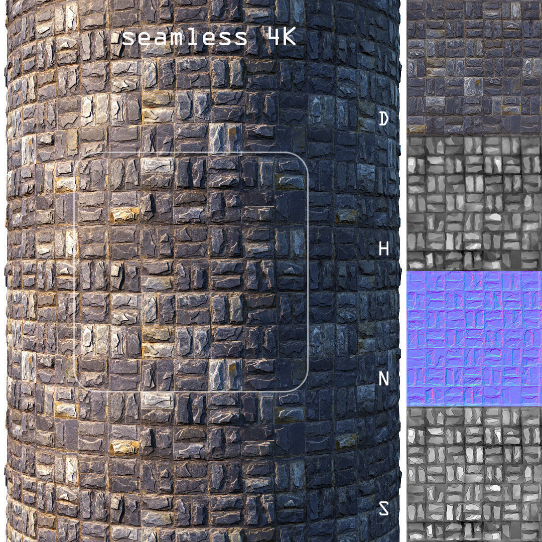 Natural facing stone 3D model_7