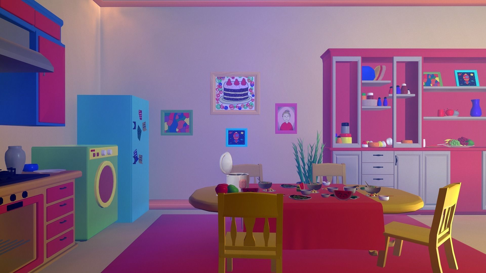 Asset - Cartoons - Kitchen  - 3D model Low-poly 3D model_4