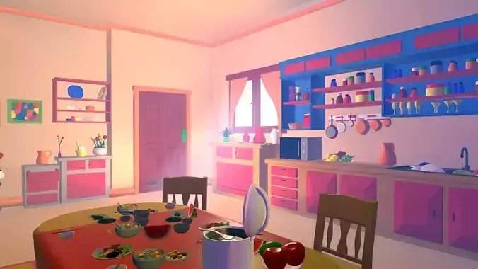 Asset - Cartoons - Kitchen  - 3D model Low-poly 3D model