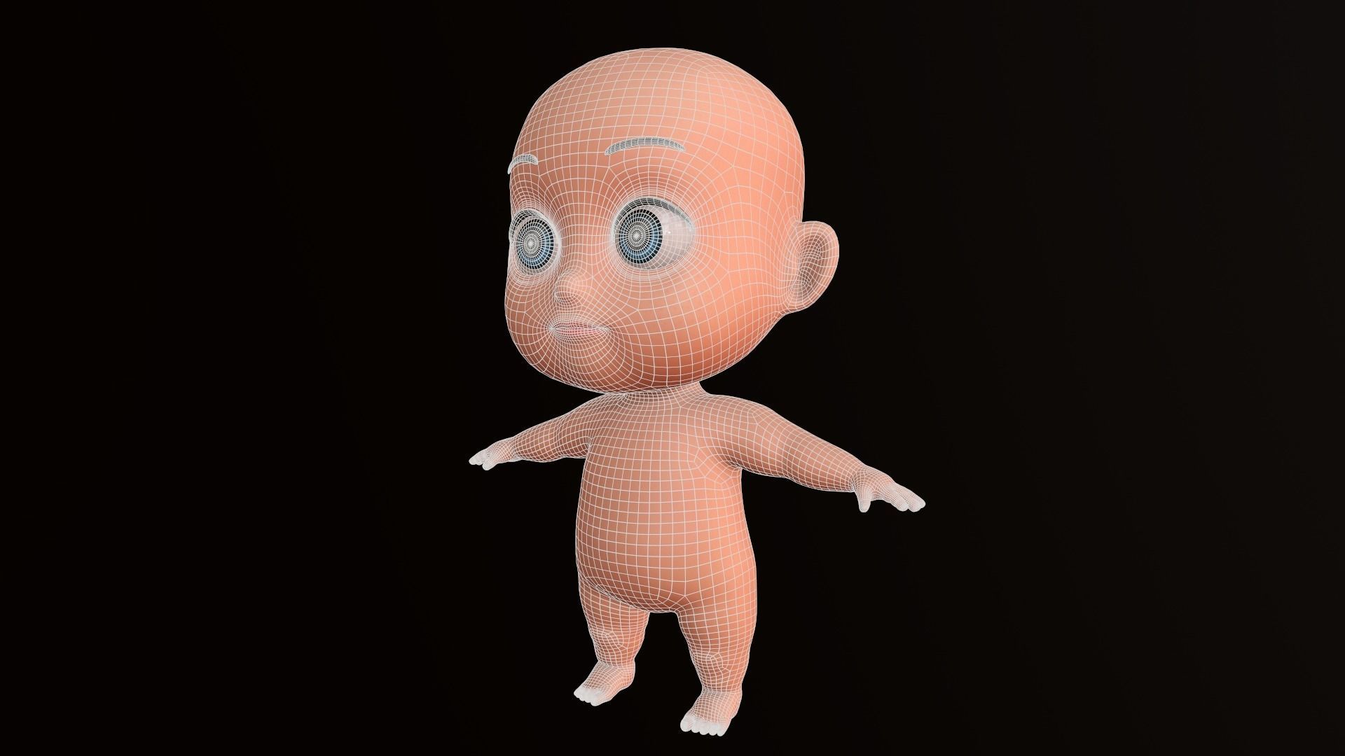 Asset - Cartoons - Base - Baby - Boy - Rig Low-poly 3D model_11