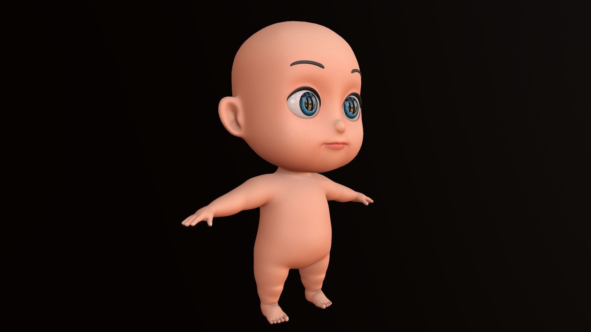 Asset - Cartoons - Base - Baby - Boy - Rig Low-poly 3D model_5