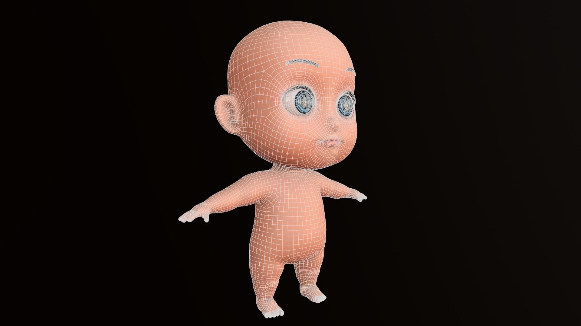 Asset - Cartoons - Base - Baby - Boy - Rig Low-poly 3D model_10