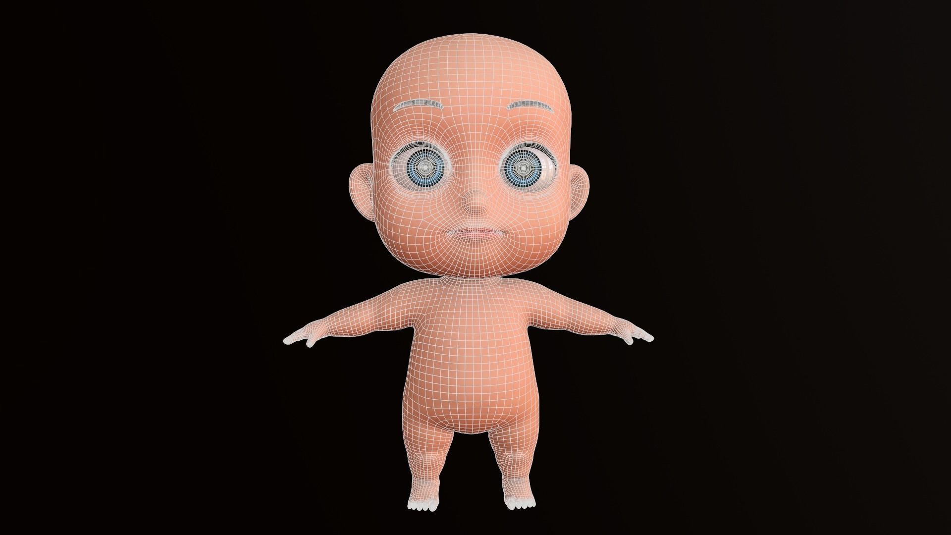 Asset - Cartoons - Base - Baby - Boy - Rig Low-poly 3D model_7