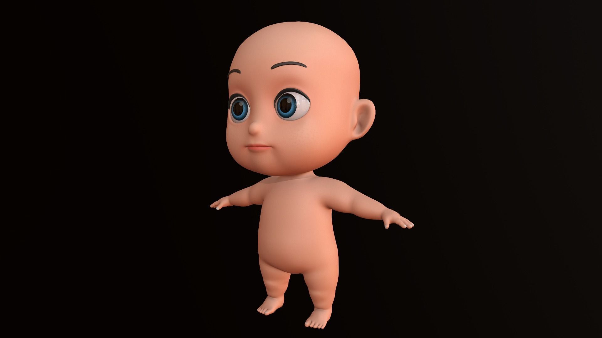 Asset - Cartoons - Base - Baby - Boy - Rig Low-poly 3D model_6